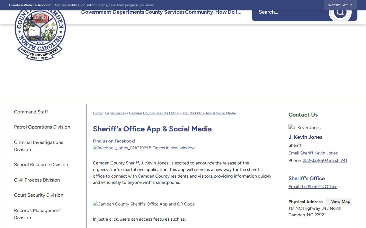 Camden County Sheriff app and official wanted-tip information